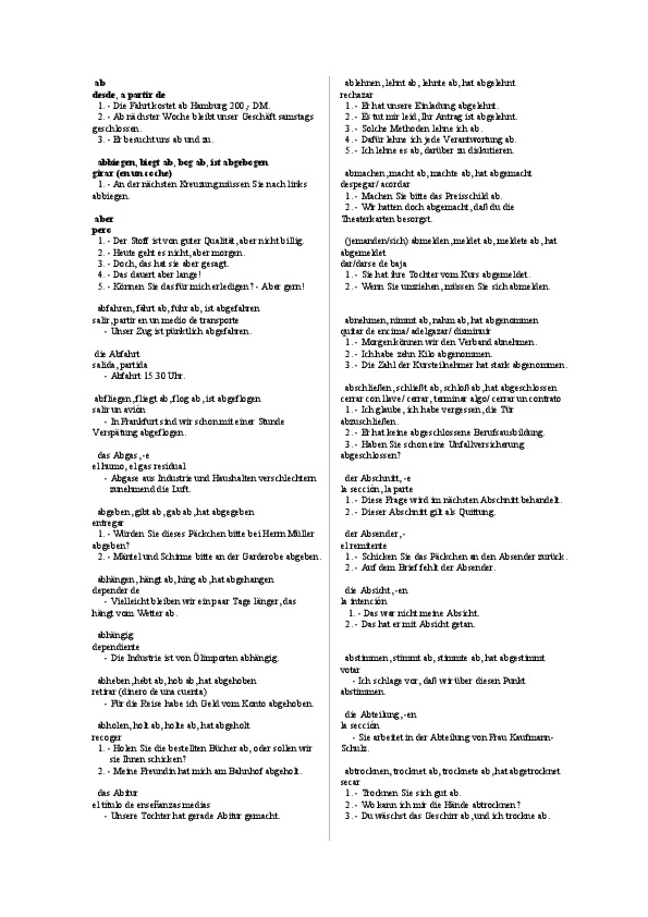 persuadir Barra oblicua gramática Todo el vocabulario del Goethe B1 con frases de ejemplo - listasdealeman.com